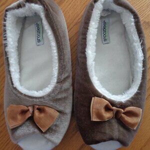 Snoozies Cosy Feet Coverings Peeptoe Style Brown Womens Slippers Size L 9